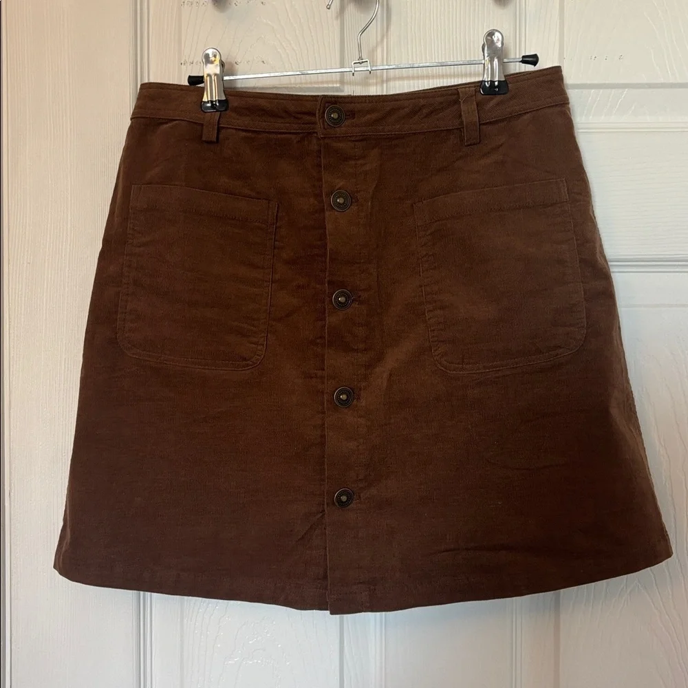 Brown Corduroy Mini Skirt with pockets size small - Picture 2 of 5